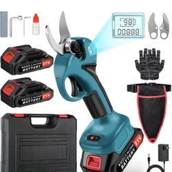 Cordless Electric Pruning Shears,Branch Cutter with LCD Display, Trimming Scissors Battery Power,1.6 Inch Cutting Diameter, SK5 Blade Tree Trimmer, 2 