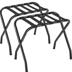 Luggage Rack, Pack of 2, Luggage Racks for Airbnb Guest Room, Suitcase Stand, Steel Frame, Foldable, for Bedroom, Black