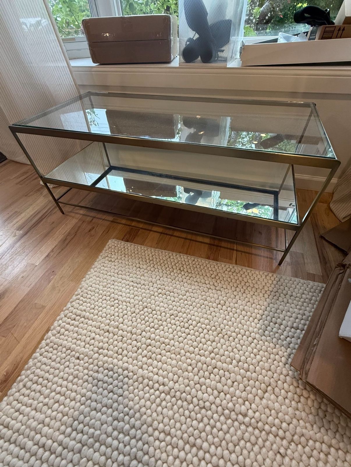 Glass Top Gold Metal Frame Coffee Table