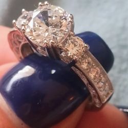 NEW Round Modern Marquise Cut Cubic Zirconia Set In Sterling Silver S 5 & 6