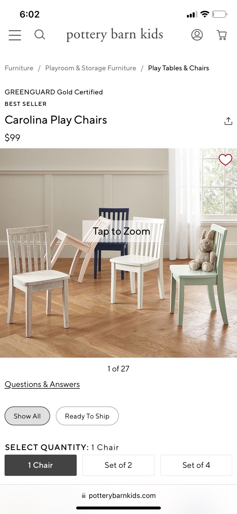 POTTERY BARN CHAIR