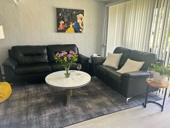 Leather Sofa and Loveseat Black