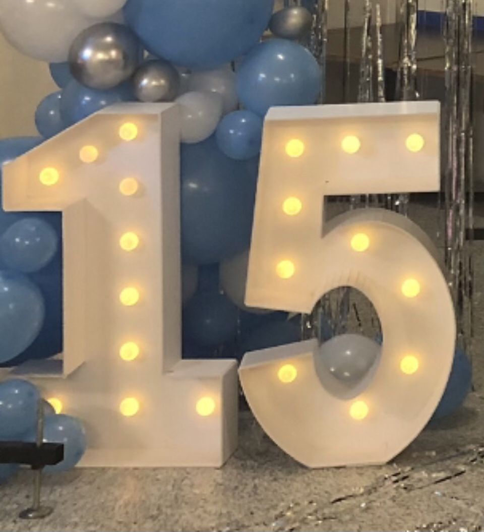 Set Of 15 & 16 Light Up Marquee Numbers
