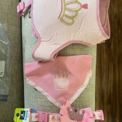 New Dog Princess Harness, Scarf, Collar Size Medium