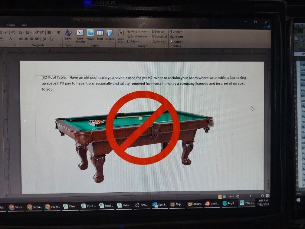 ISO Pool Table - 8 Foot