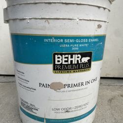 3 Gallons INTERIOR SEMI-GLOSS ENAMEL Brand: BEHR Color is showing on container