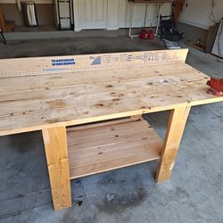 Wooden Workbench With Vise