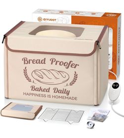 Folding Bread Proofing Box with 50-113℉ Temp Control & 48H Timer, Dough Proofer with Metal Rack, Humidor, Recipes, Ideal for Sourdough, Bread Baking,