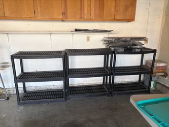 Black Plastic Storage Shelving Units – Set of 3