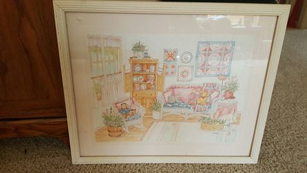 Clothe Bunny Rabbit Framed Picture