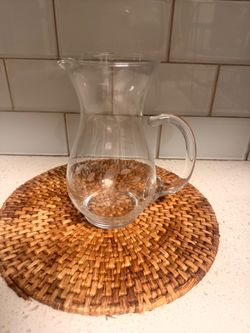 Princess House "Heritage" Pattern Etched Glass Pitcher