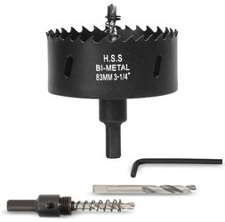 3-1/4 inch Hole Saw for Wood, Metal, Plastic & Drywall, with Arbor 83mm Bi-Metal Hole Saw Cutter, Fast Chip Removal, Smooth & Clean Cut, Heavy Duty ye