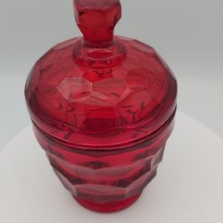 Beautiful 1960s Viking Ruby Red Glass "Georgian" Sugar Bowl With Lid 