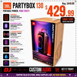 JBL Battery Powered Bluetooth Speaker 15-Hour Paytime PartyBox 130 🚨 Payment Options Available 🚨 No Credit Needed 🚨