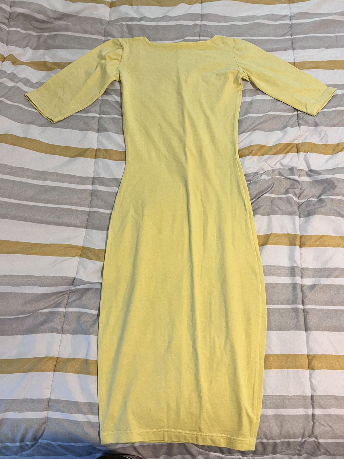 Women Cotton Yellow Dress, Size S