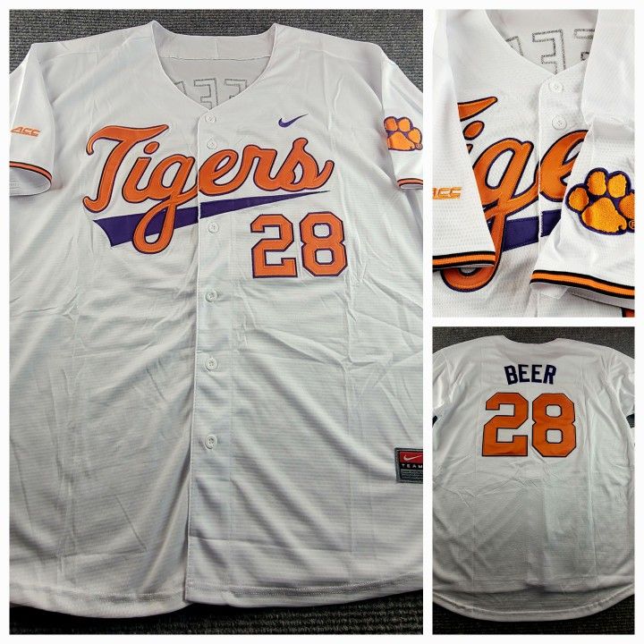 Clemson Tigers mens 3XL Seth Beer stitched white baseball jersey NWT pick up easley