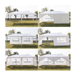 10 X 20 White Party Tent  Gazebo  Canopy w/ 6 Removable Sidewalls