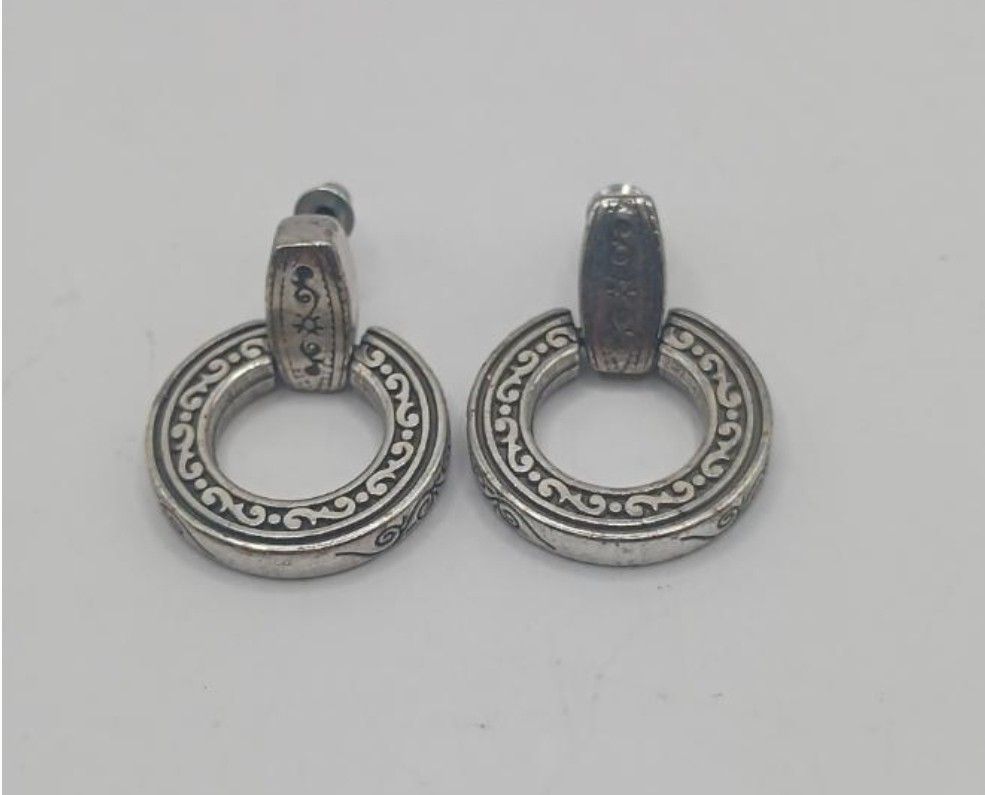 Brighton Dangle Drop Disc Ring Engraved Earrings
