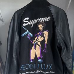 Supreme  Aeon Flux Varsity leather Jacket Size Large 