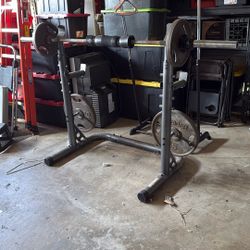 Squat/bench Press Rack With Weights And Olympic bar (45 Pounds)