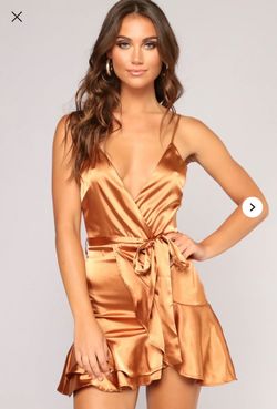 Small Saige Satin Dress - Copper