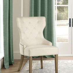 Wingback Tufted Upholstered Dining Chair Beige