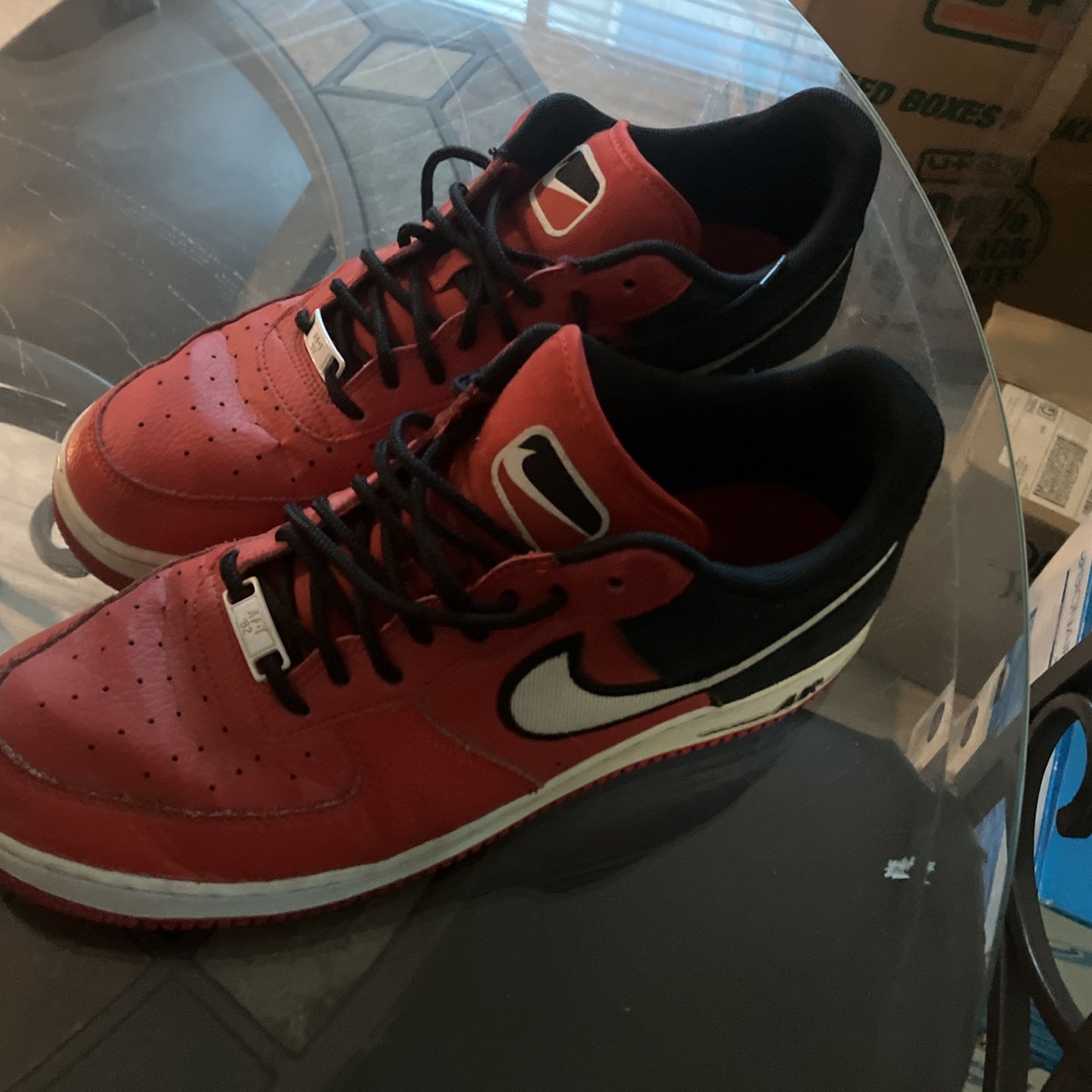 Nike Air Force One men's size 10 1/2. Red and black.