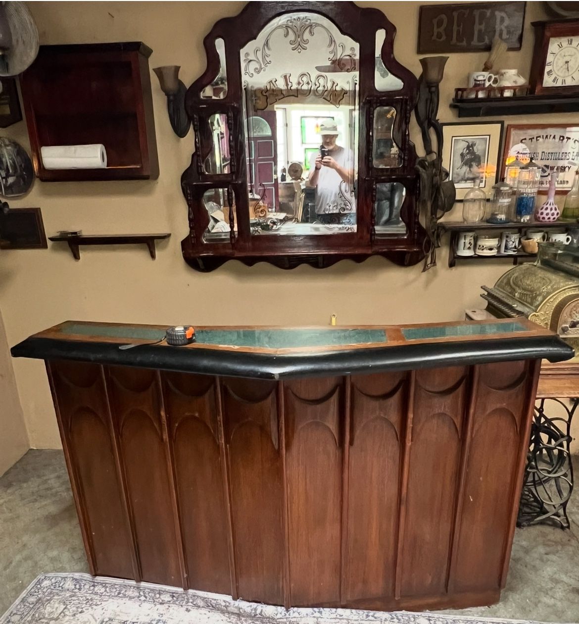 Antique Cocktail Bar With Saloon Mirror