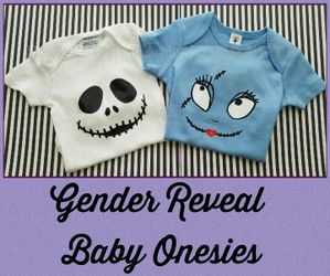 Gender reveal baby onesies, t-shirts & baby shower corsages