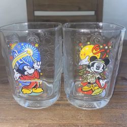 Set-2 Walt Disney World Mickey Mouse 2000 Celebration Collectible Glass Cup Rare