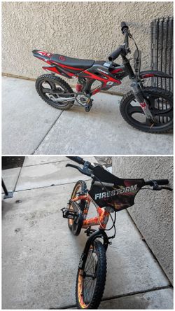 Kids Motobike Balance Bike and Firestorm Bicycle Bundle