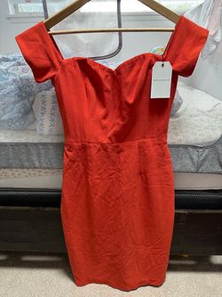 Dress the Population Red Off-Shoulder Mini Dress