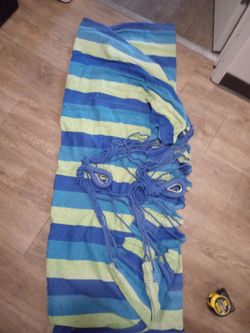 Striped Fabric Hammock Blue and Green