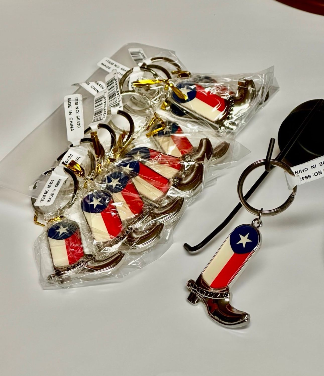 Texas CowBoy Boot shaped Texas Flag with Lone Star Keychains 10 pieces