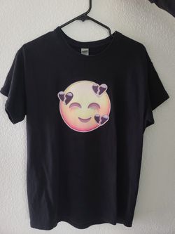 Custom Gothic Crying Emo Black Hearts Emoji T Shirt Medium