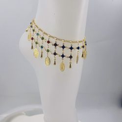 14k gold plated anklet/Tobillera chapada en oro de 14k