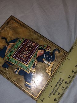 vintage stone jewelry Box Indian Elephant
