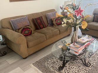 Tan Microfiber 3-Seat Sofa and loveseat