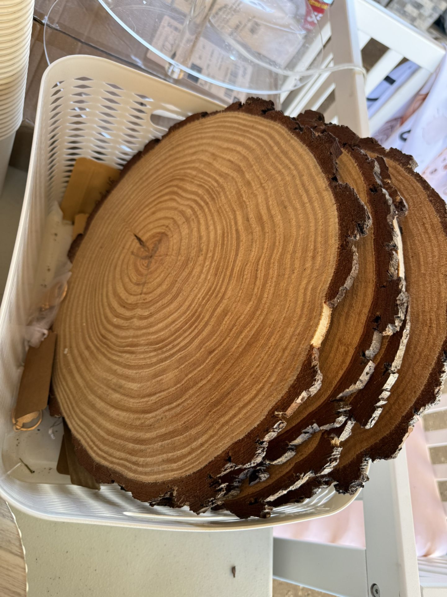 SlabsSet of (10) Large Wood Slices, Wood Centerpieces... Size: 12-14inch