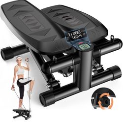 Steppers for Exercise at Home, Adjustable Pedal Height Stair Steppers with Resistance Bands for Home Fitness, Mini Steppers with 330LBS Loading Capaci