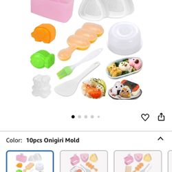 10 Pcs Onigiri Mold Set, Rice Mold Musubi Maker Kit, Non Stick Spam Musubi Press Rice Ball Mold Shak