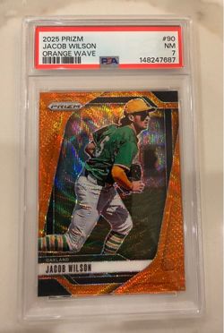 2025 Panini Prizm - Jacob Wilson, Jacob Wilson #90 Orange Wave Prizm /49 (RC)
