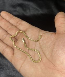 10k Gold Rope Bracelet 8” 2mm  10 Kt Oro Pulsera
