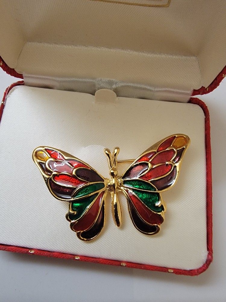 Amanda smith butterfly enamel brooch pin