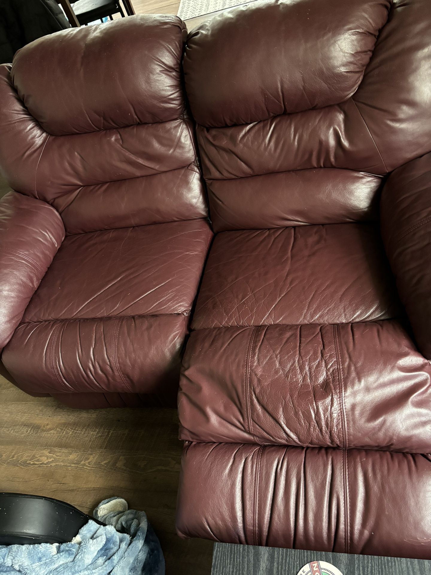 Red leather couch