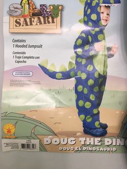 New Doug The Dino Dinosaur Child Costume Toddler Size 3-4 Jumpsuit Halloween Cosplay