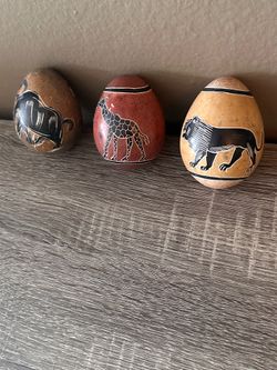 Hand carved African soapstone eggs