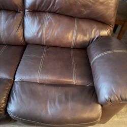 Dark Brown Leather Electronic Couch 
