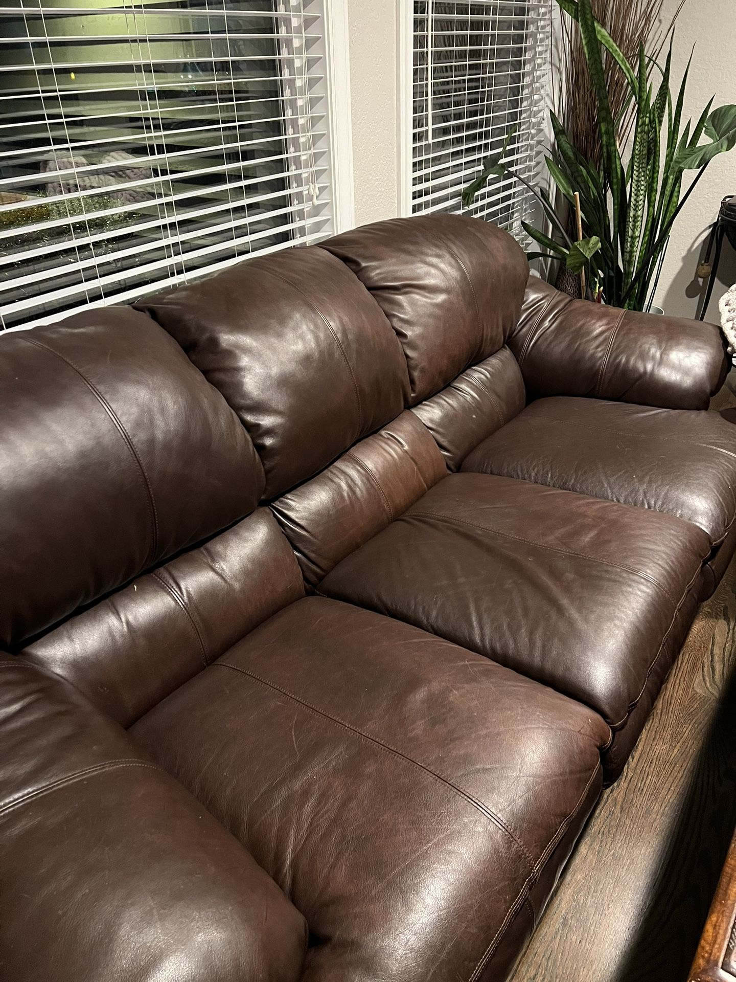Real Leather Couch And Chair With Ottoman
