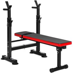 Adjustable Folding Multifunctional Workout Weight Bench With Barbell Rack For Home Fitness Exercise